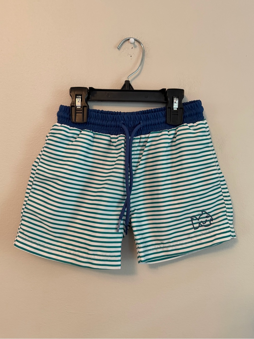 Prodoh Green & White Striped Kids Swim Trunks